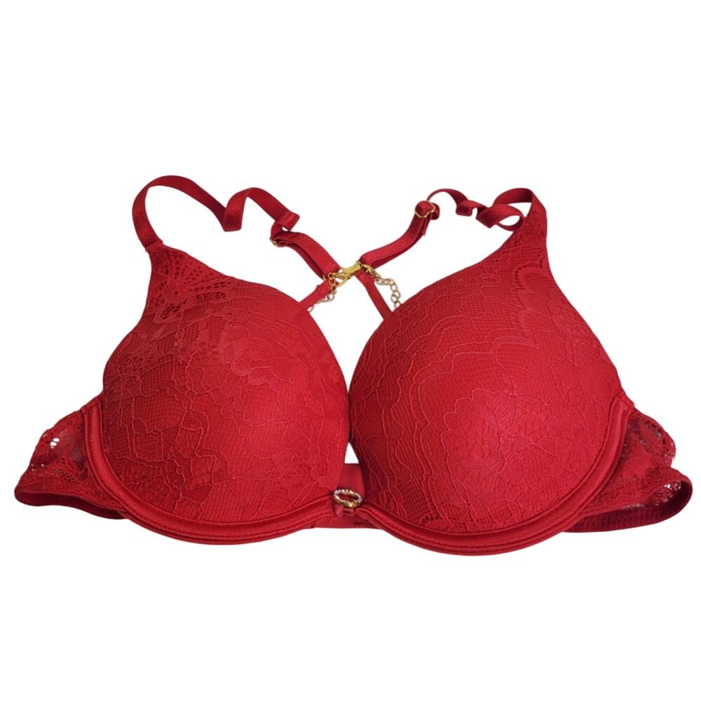 Primark Underwire Push Up Bra Size 34B‎ Red Full Coverage Adjustable Straps